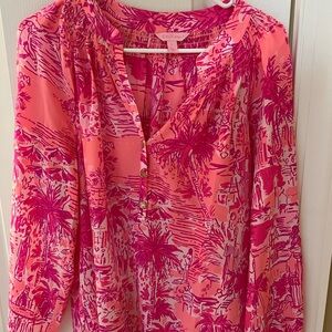 Lilly Pulitzer Vibrant Pink and Coral Blouse
